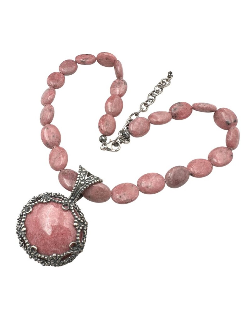 Carolyn Pollack Pink Rhodonite Sterling Silver Pendant Necklace